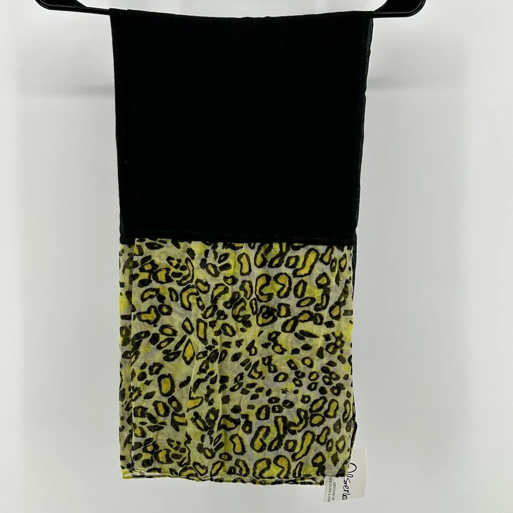Olsenboye Mary-Kate & Ashley‎ Black Yellow Leopard Scarf NWT O/S Colorblock Y2K